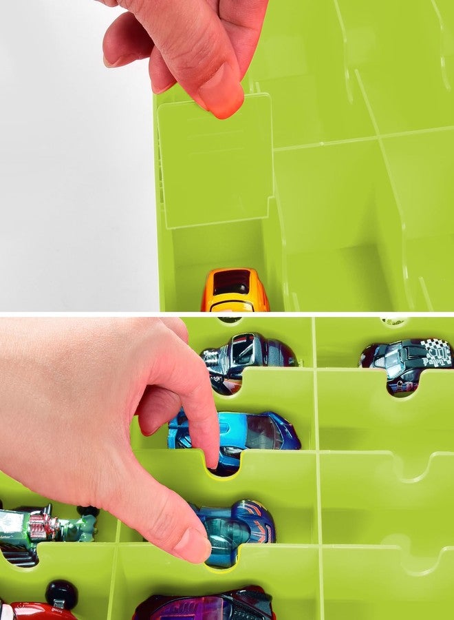 FULLCASE Toys Organizer Storage Compatible with Hot Wheels Car, Container for Matchbox Cars, Mini Toy, Small Dolls, Double Sided Carrying Box for Hotwheels - 48 Compartments (Case Only) Green - Image 5